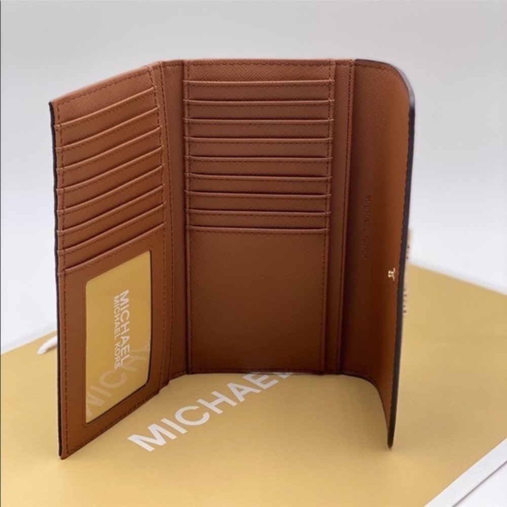 Michael Kors Jet Set Trifold Wallet Brown - Picture 6 of 9